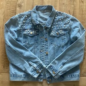 Denim Jacket with Pearl like beads